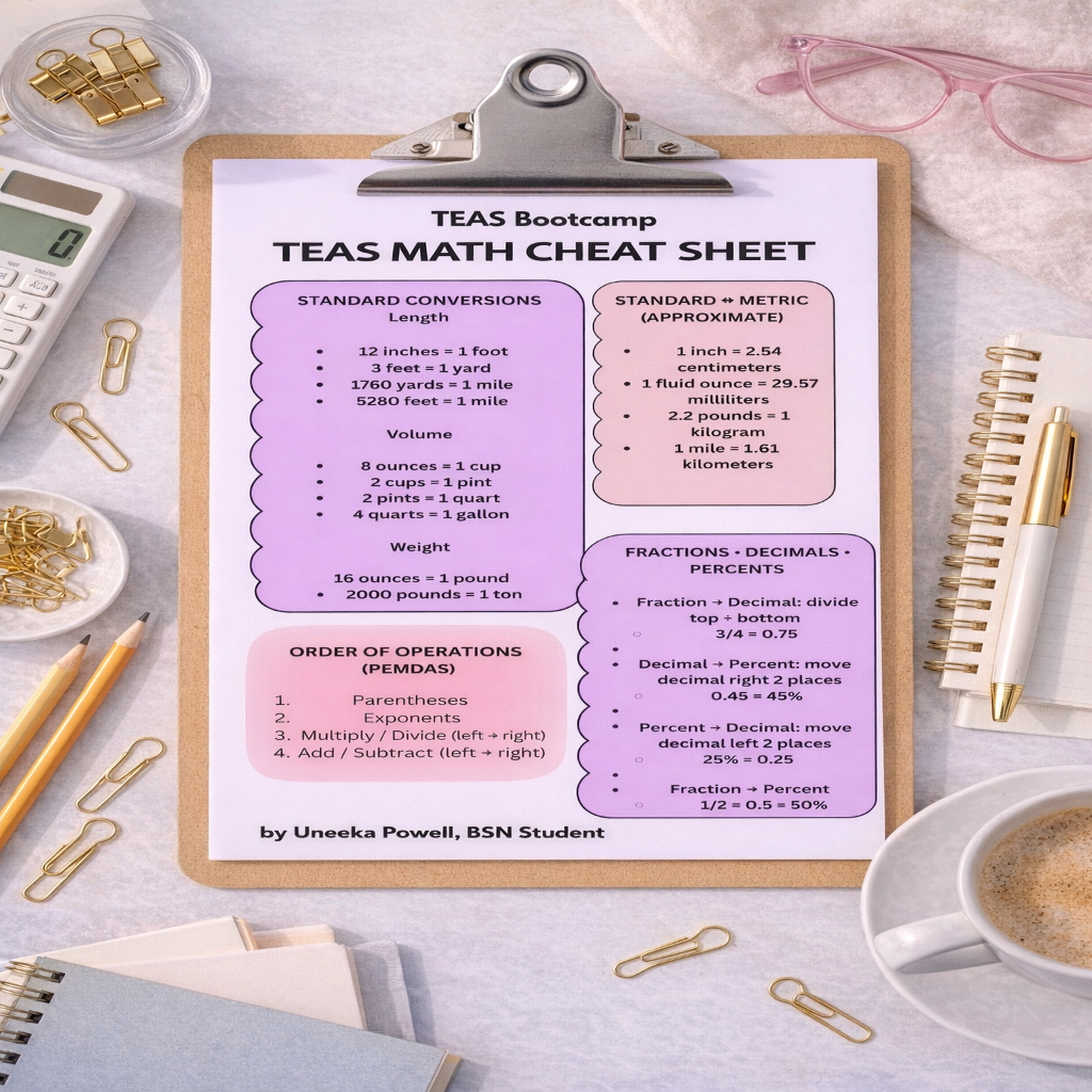 TEAS Math Cheat Sheet (FREE Download)